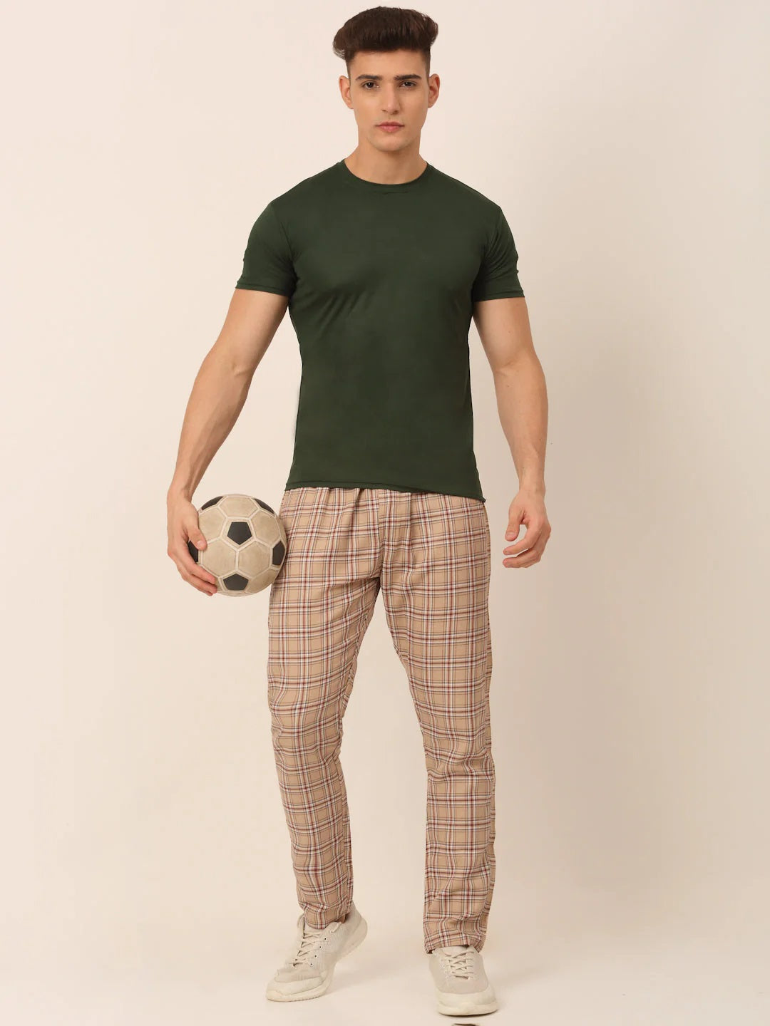 Men'S Checked Cotton Track Pants