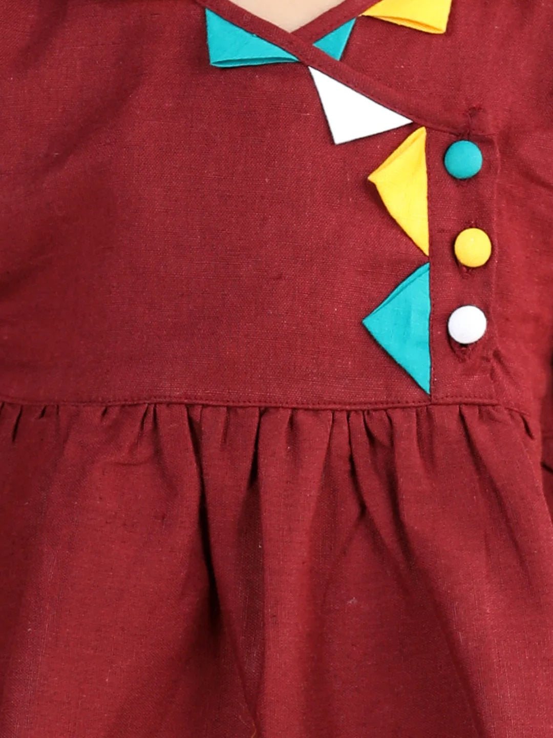 100% Cotton Kurti Dhoti Indo Western Ethnic Set For Baby Girls- Maroon Yellow