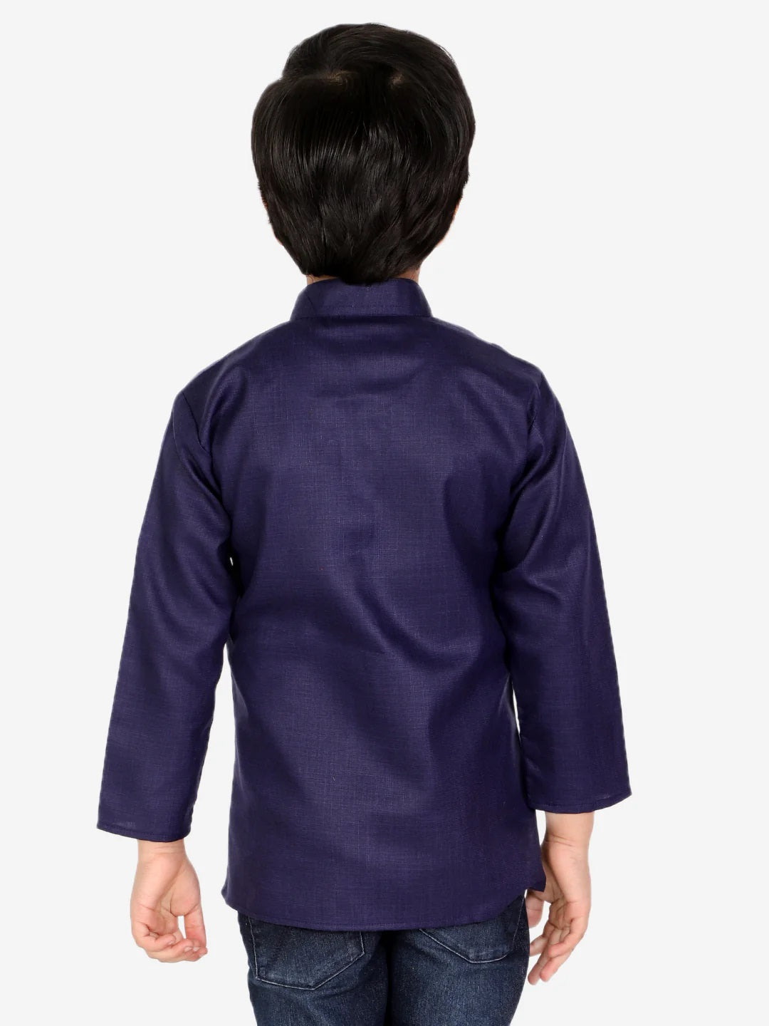 Boys Cotton Full Sleeve Short Kurta For Boys- Blue