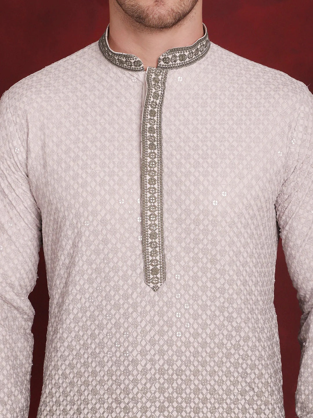 Men Sequins Embroidered Kurtas