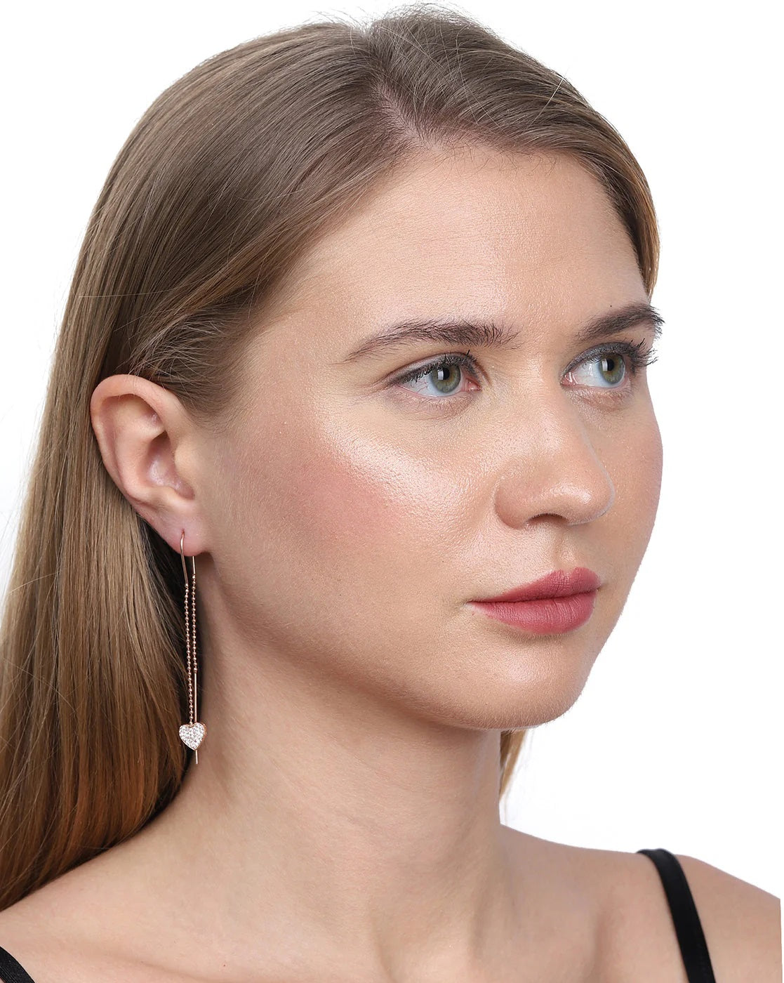 Gold Plated Green With Navy Blue Cz Floral Stud Earring For Women