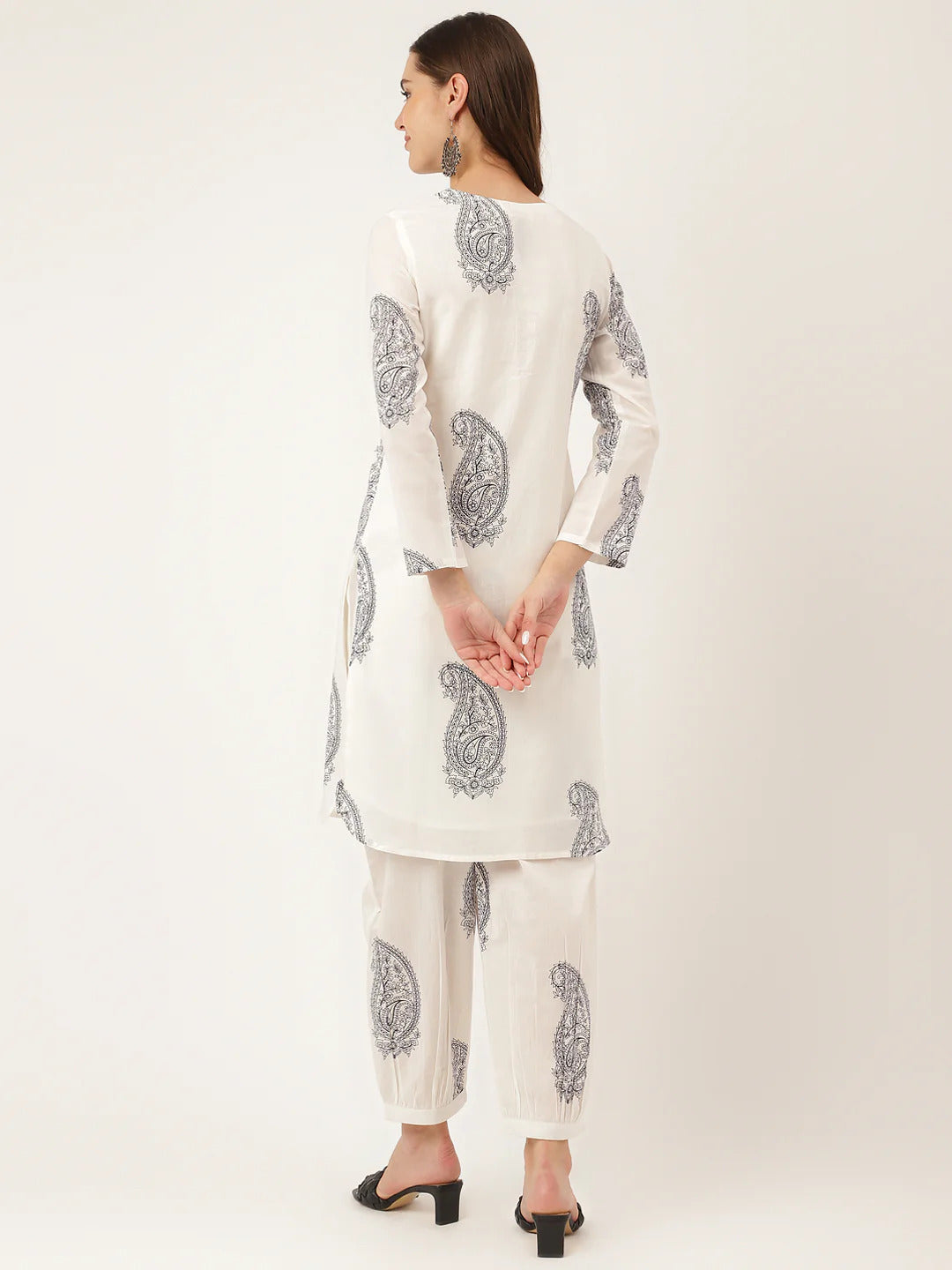 White Paisley Print Cotton Co-ord Set