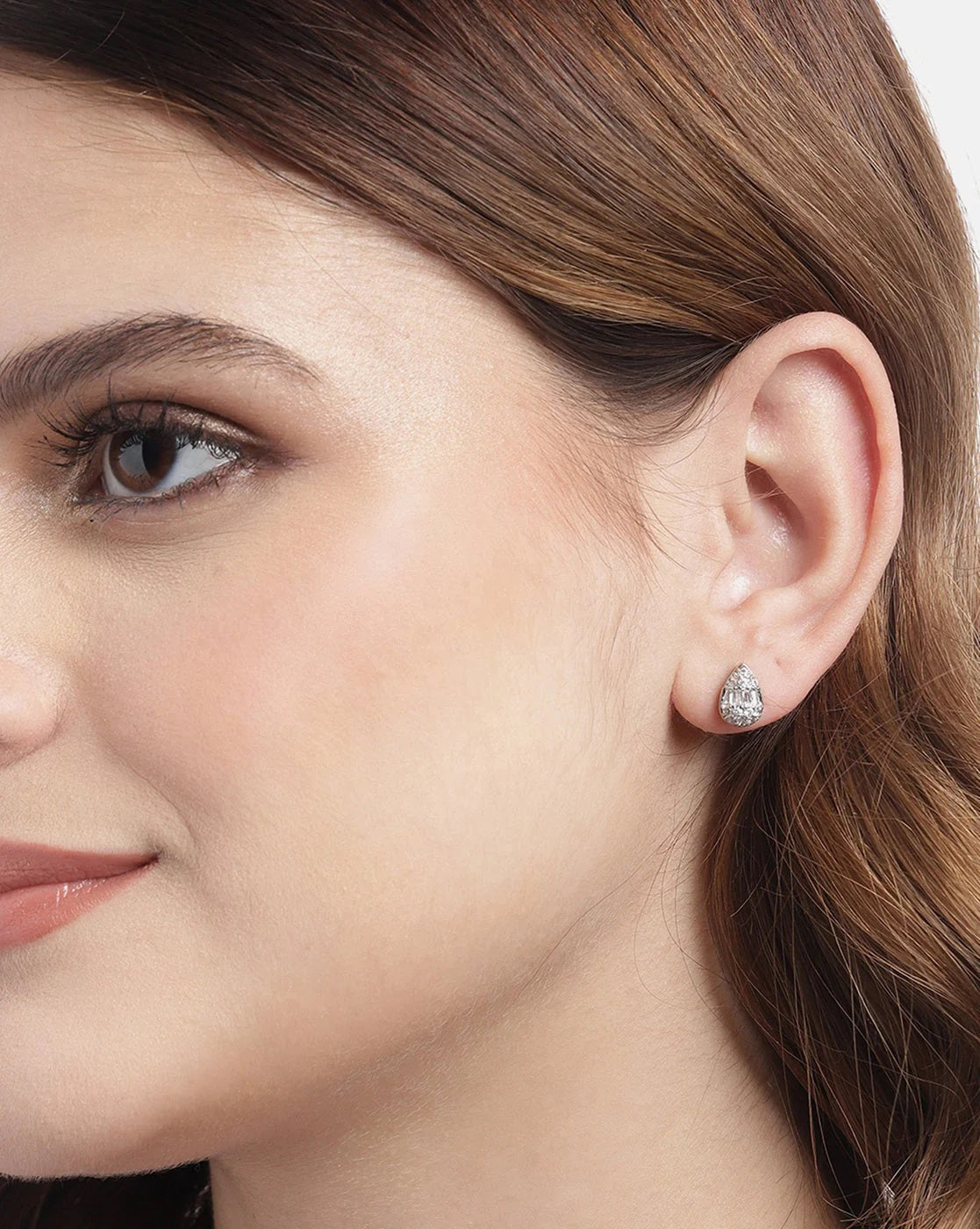 Gold Plated Blue Stone Oval Drop Earring For Women