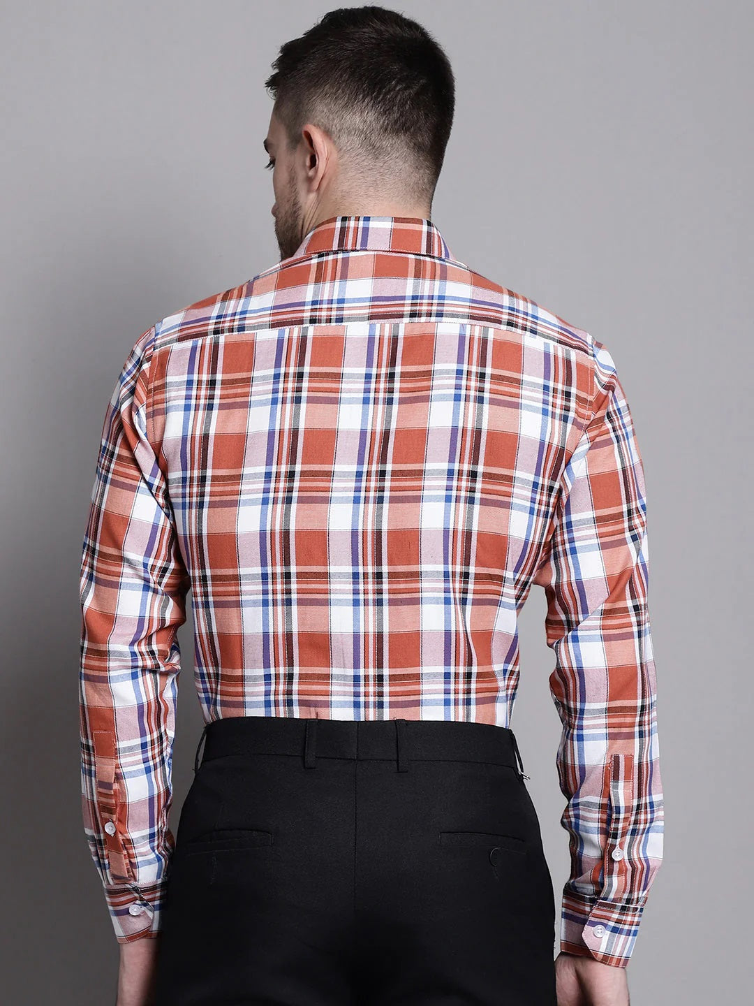 Men's Classic Checks Formal Shirt (Brown)