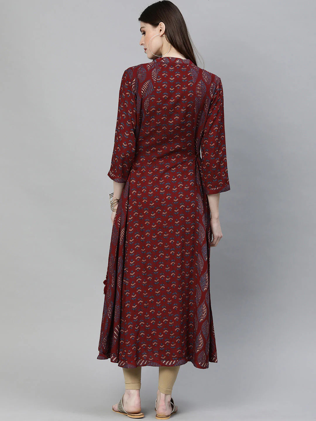 Women's Maroon Rayon Kurta