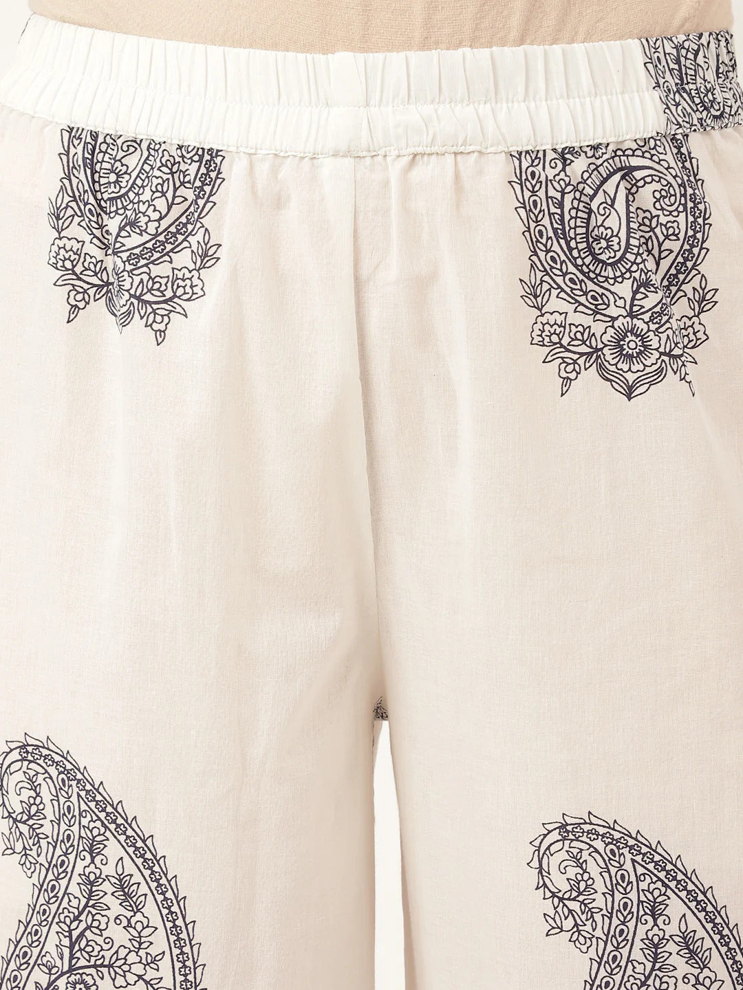 White Paisley Print Cotton Co-ord Set