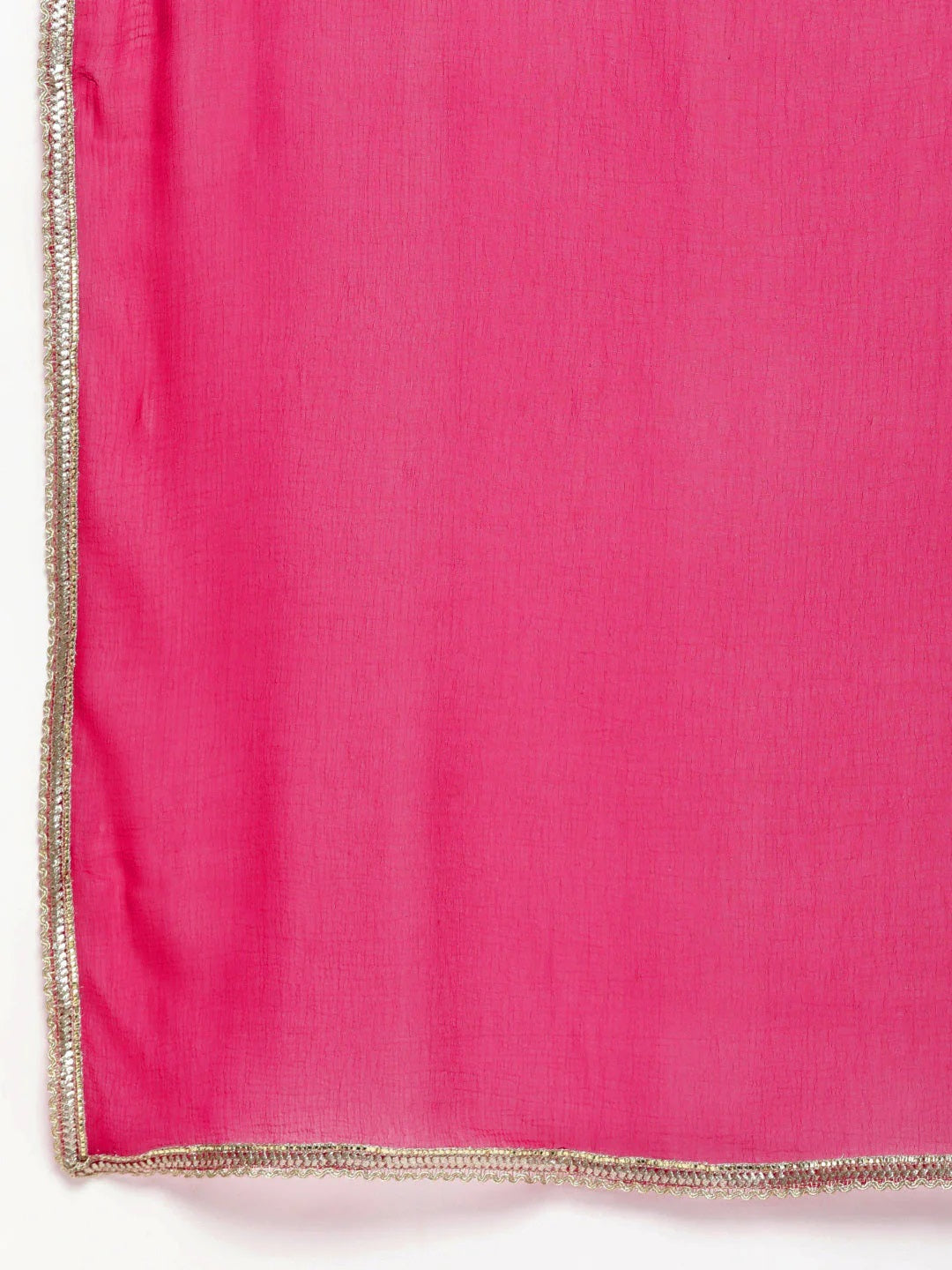 Pink Floral Print A- Line Kurta With Lace Detailing & Pink Solid Palazzo With Lace Detailing.