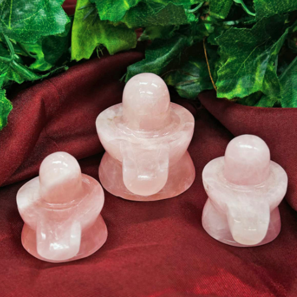 Rose Quartz Shivling, Crystal Idol for Worship, Shiva Lingam