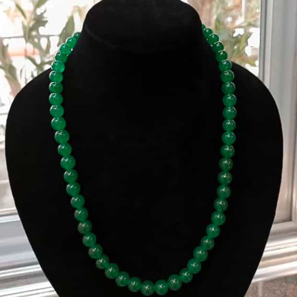 Green Jade 8mm Beads Necklace