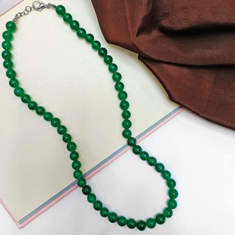 Green Jade 8mm Beads Necklace