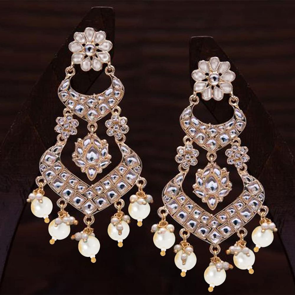 18K Alloy with Pearl Love Drop Earring for Women, White
