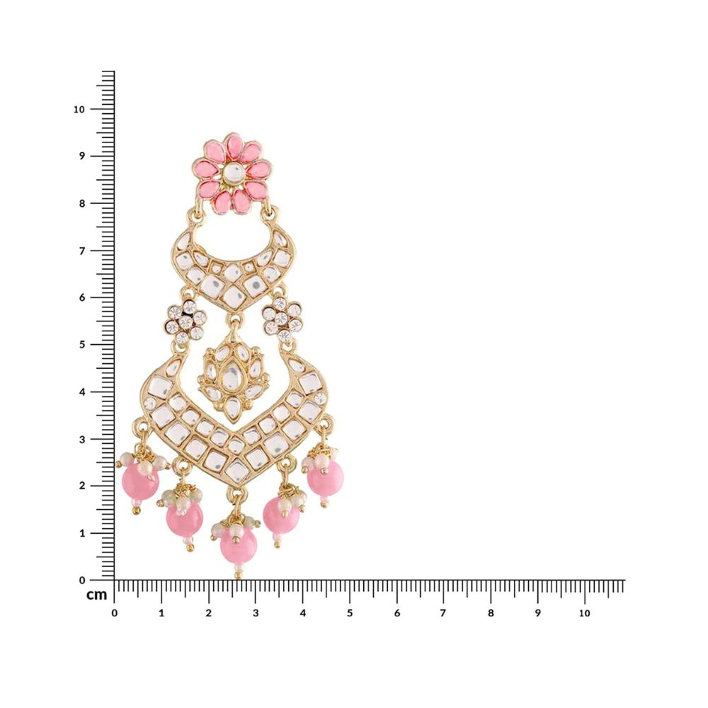 18K Alloy with Pearl Love Drop Earring for Women, Pink