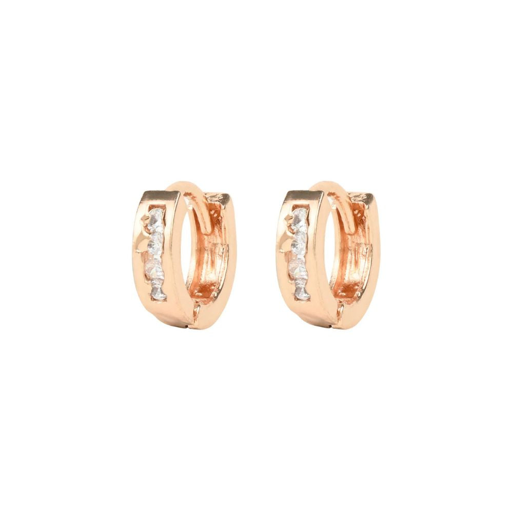 Stylish Latest Fashion Rose Gold-Plated AD Stone Contemporary Studs Earrings for women