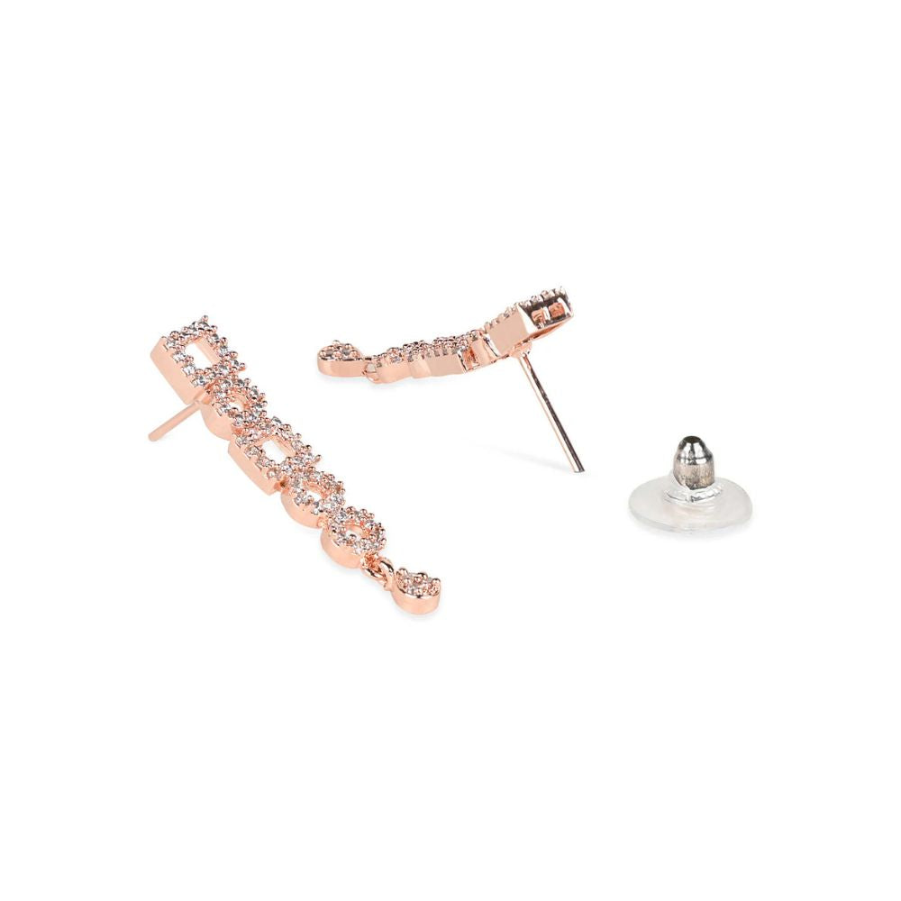 Stylish Rose Gold Plated Cubic Zirconia American Diamond CZ AD Necklace Jewellery Set For Women & Girls