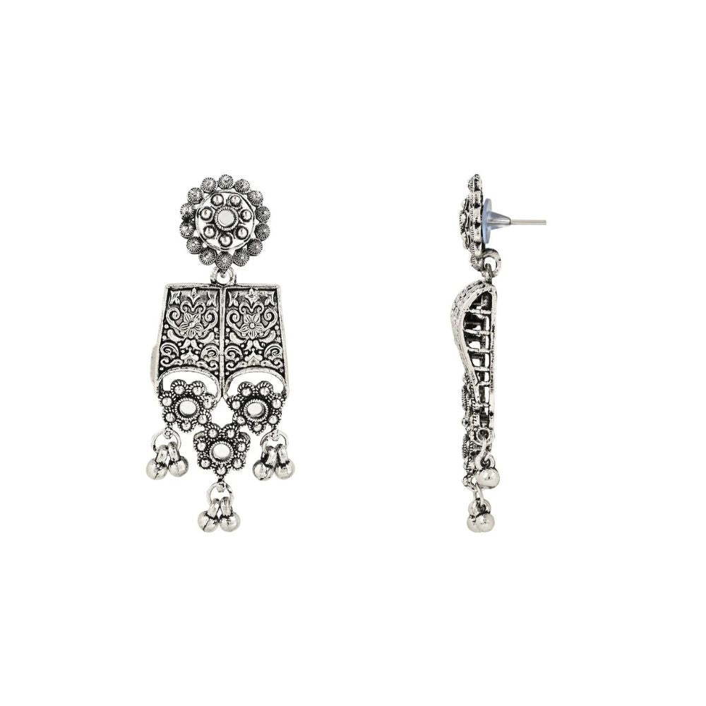 Navratri Ethnic Silver Oxidized Traditional Afghani Choker Necklace Jewellery Set for Women