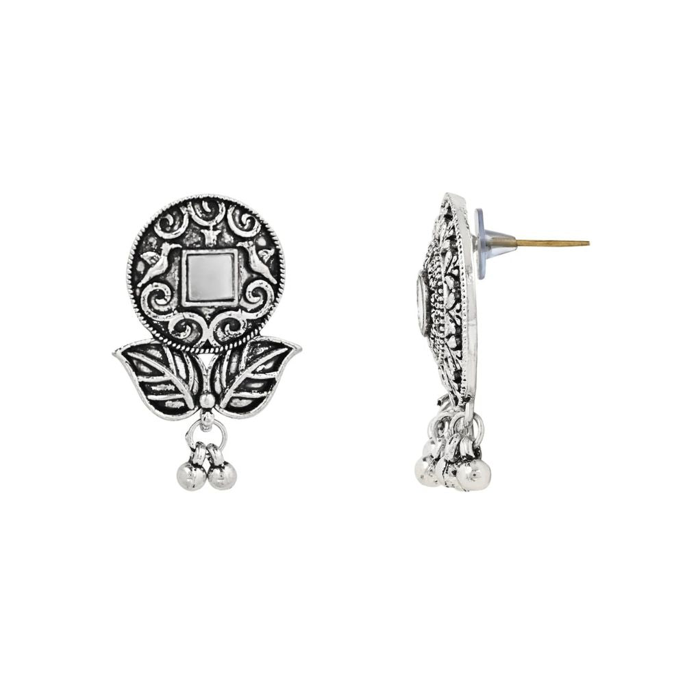 Navratri Ethnic Silver Oxidized Traditional Afghani Choker Necklace Jewellery Set for Women