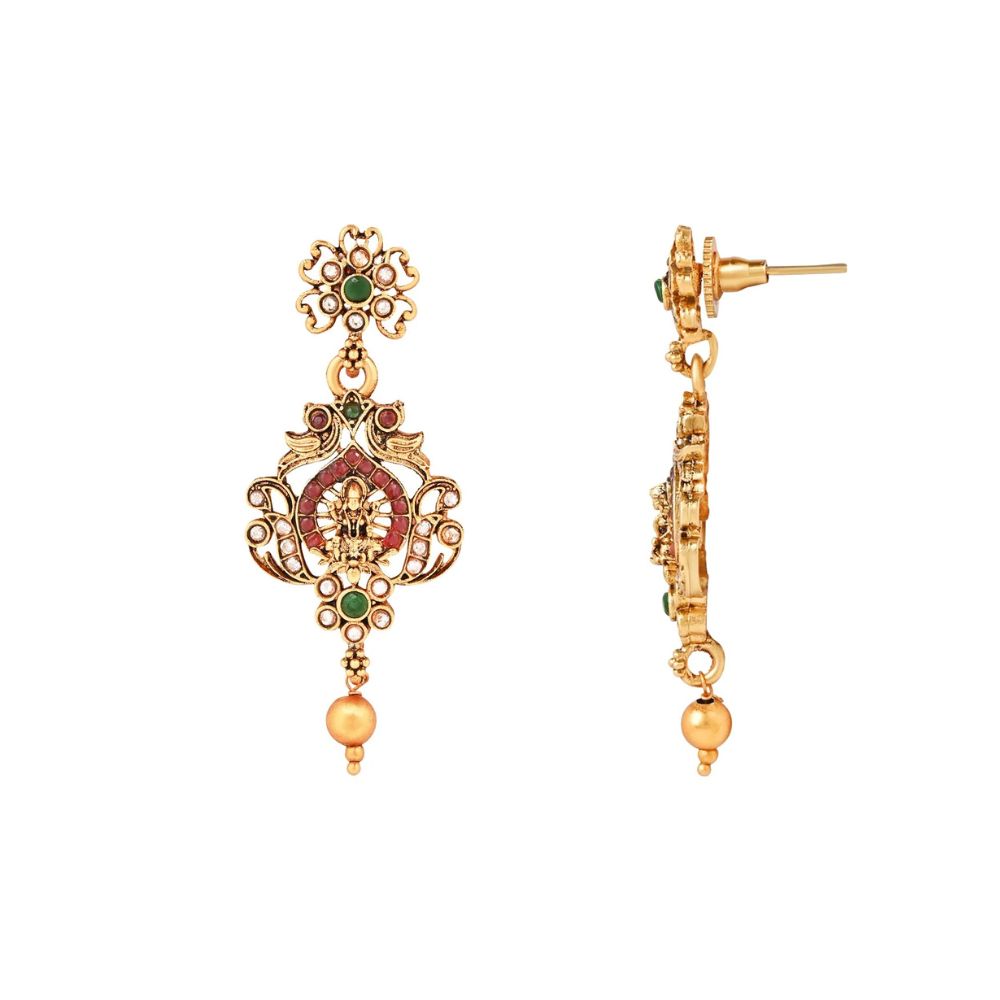 Gold Plated Traditional Temple Choker Necklace Jewellery With Earrings Set for Women/Girls(Color: Gold)