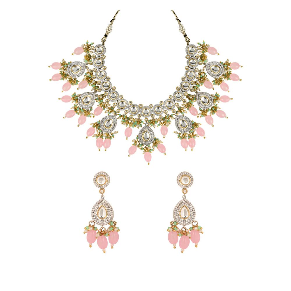 Saanvi Pink Polki Kundan Neckpiece