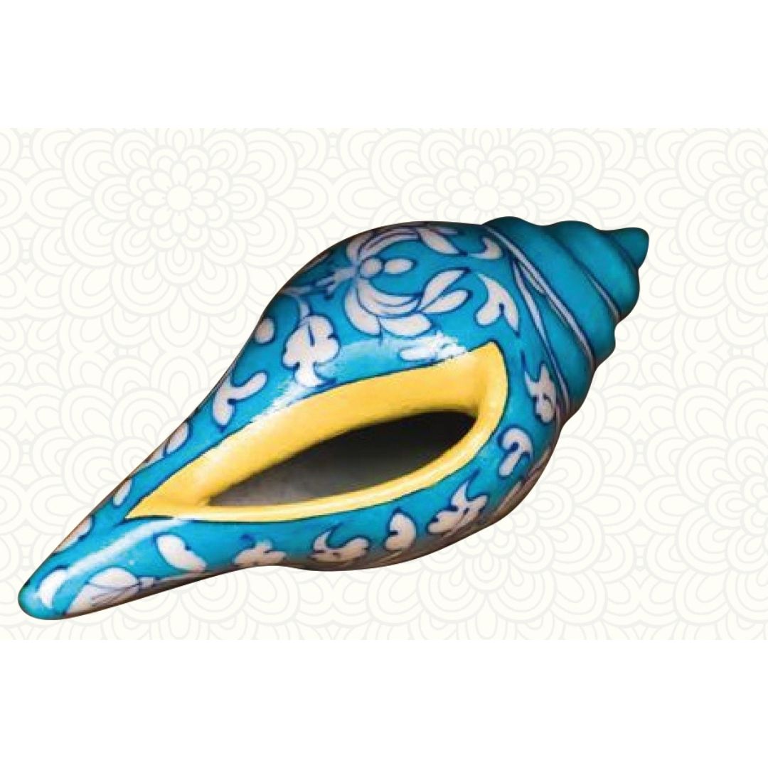 Tanzy's Blue Pottery Conches / Shells Blue Floral– Shine Beacon